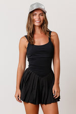 Peach Love California Black sleeveless pleated tennis dress lined with shorts