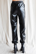 leather drawstring jogger pants