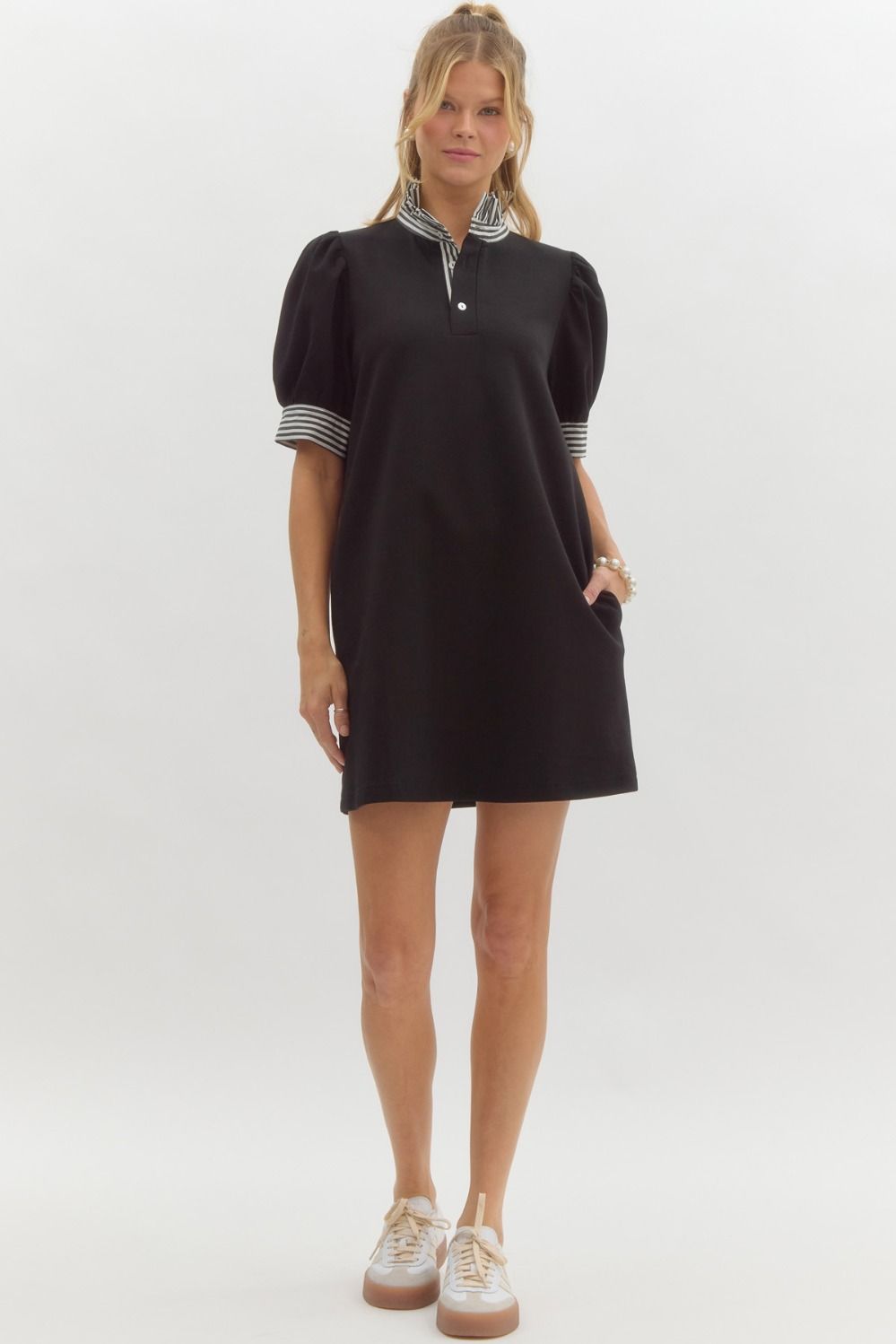 black-polo-dress-with-stripe-trim