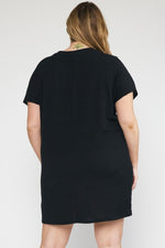 Entro Plus Black ribbed knit shirt dress
