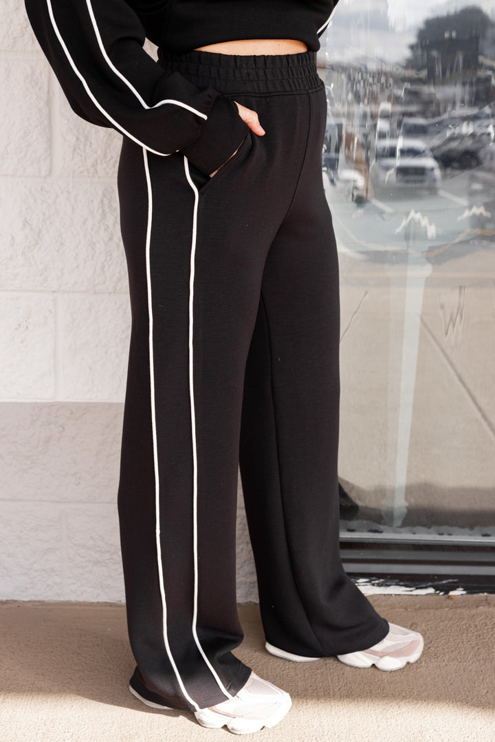 The Striped Piping Black Scuba Pants