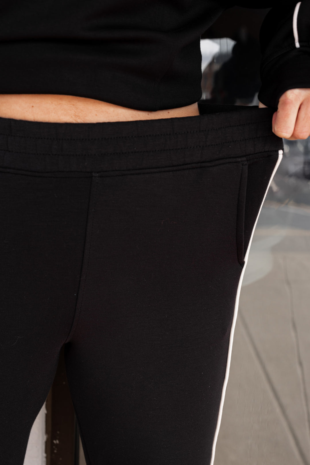 The Striped Piping Black Scuba Pants