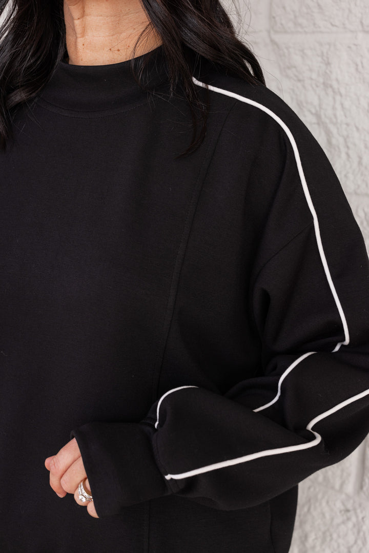 Piped Stripe Black Scuba Top