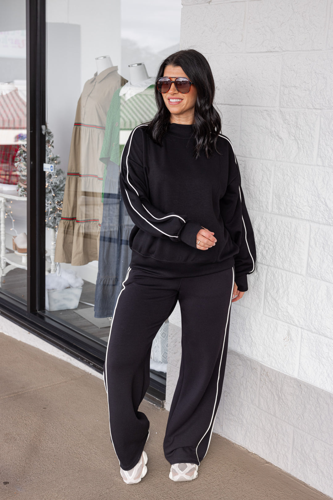 The Striped Piping Black Scuba Pants