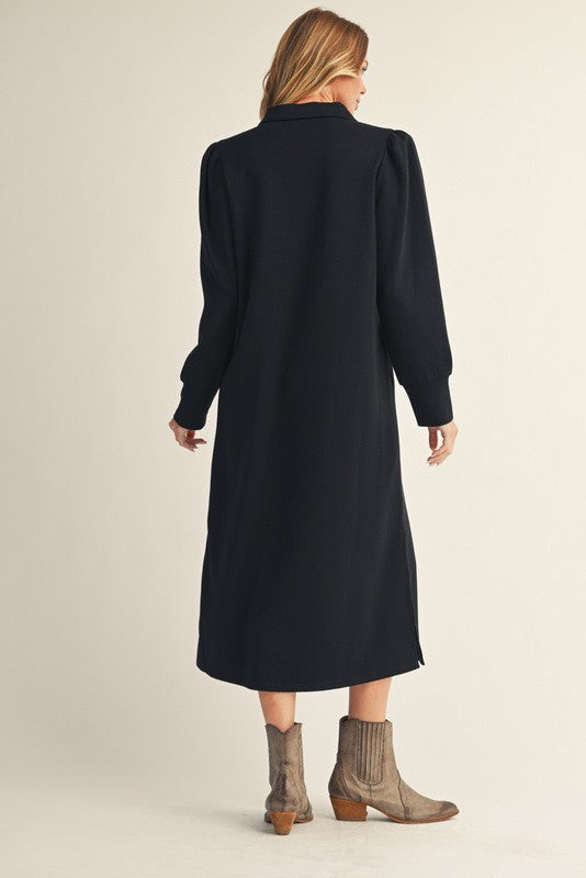 Choosing Happiness Black Midi Dress