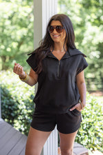 black scuba drawstring waist dolphin hem shorts