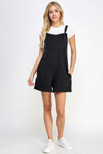 See And Be Seen Black textured knit overall shorts