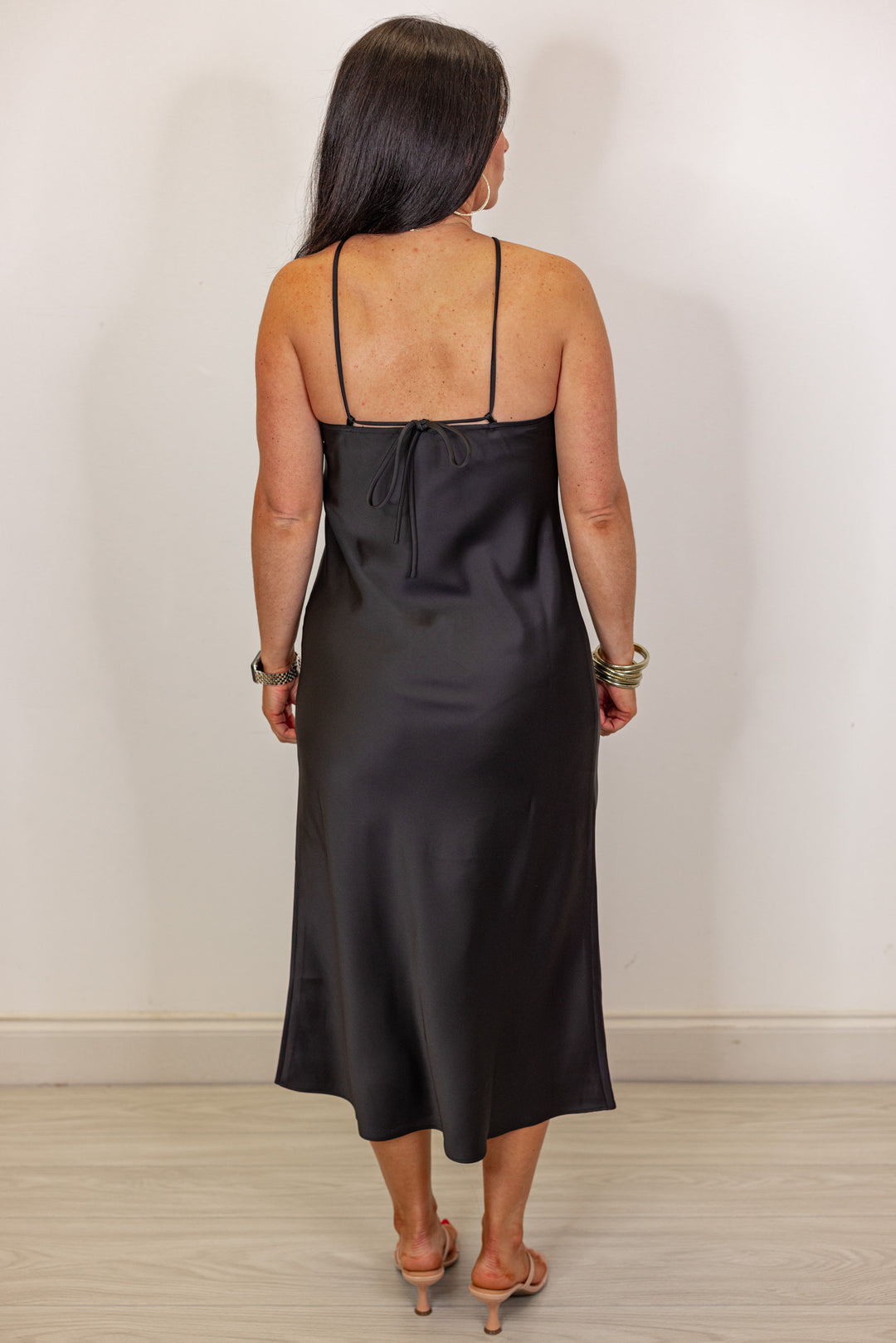black wedding guest midi dress Mac Duggal Women's Embroidered Velvet High Neck Sleeveless Midi Dress