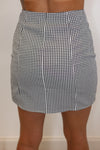 black white gingham mini skirt set