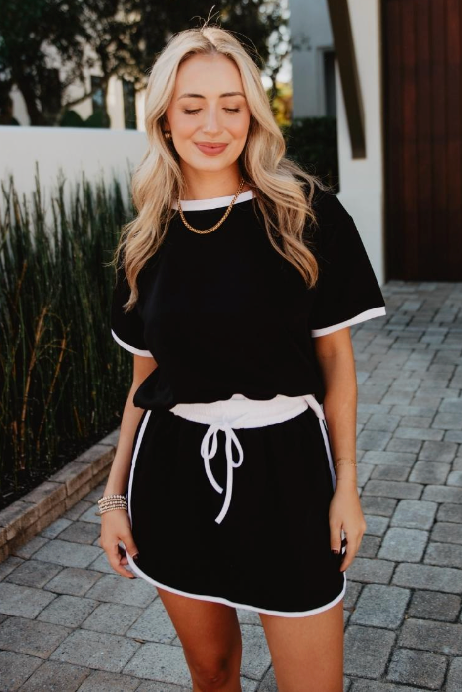 women's matching black and white set