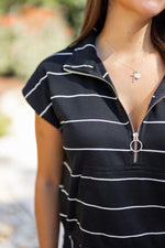 black white striped comfy cute shorts set