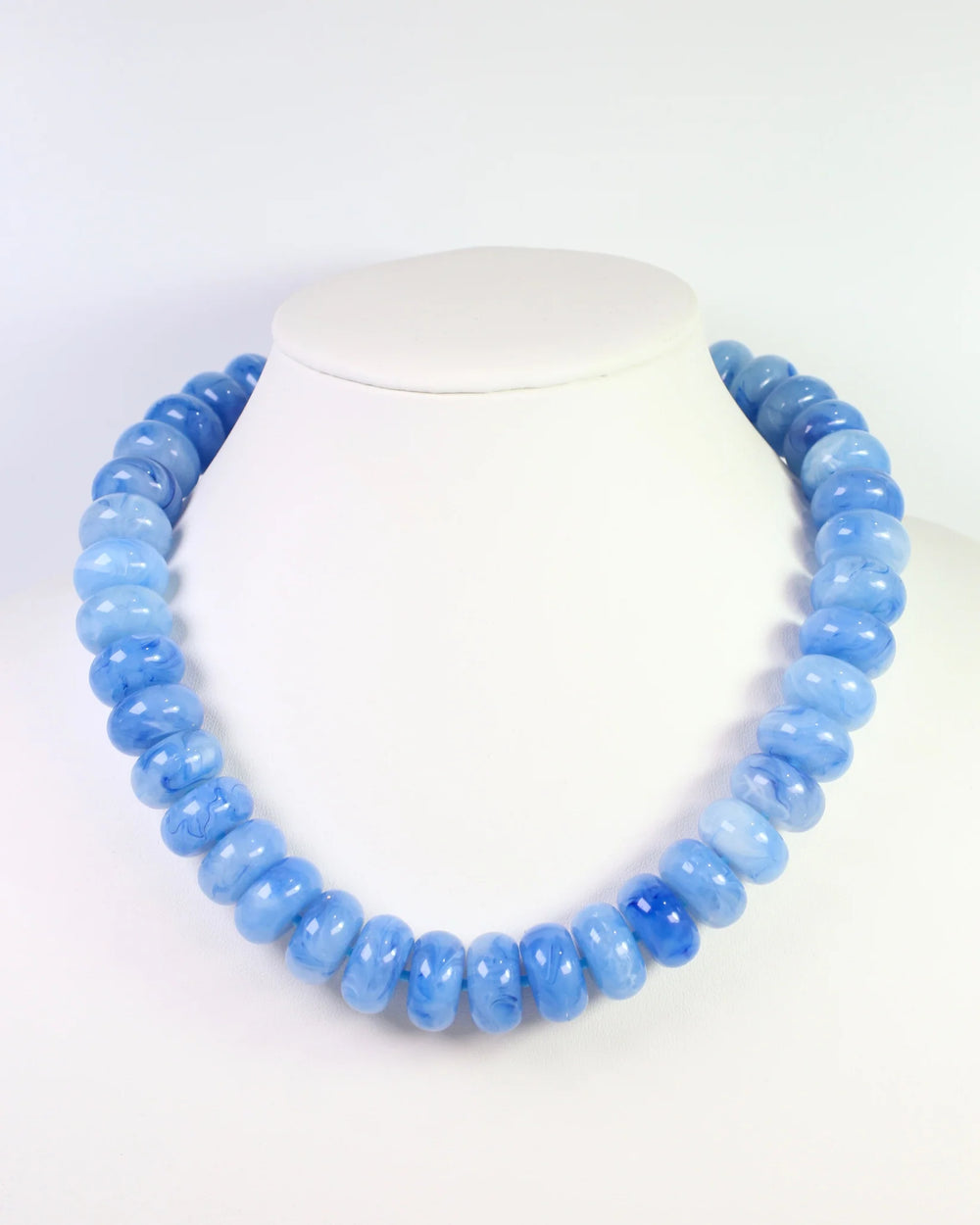 blue beaded chunky necklace rondelle