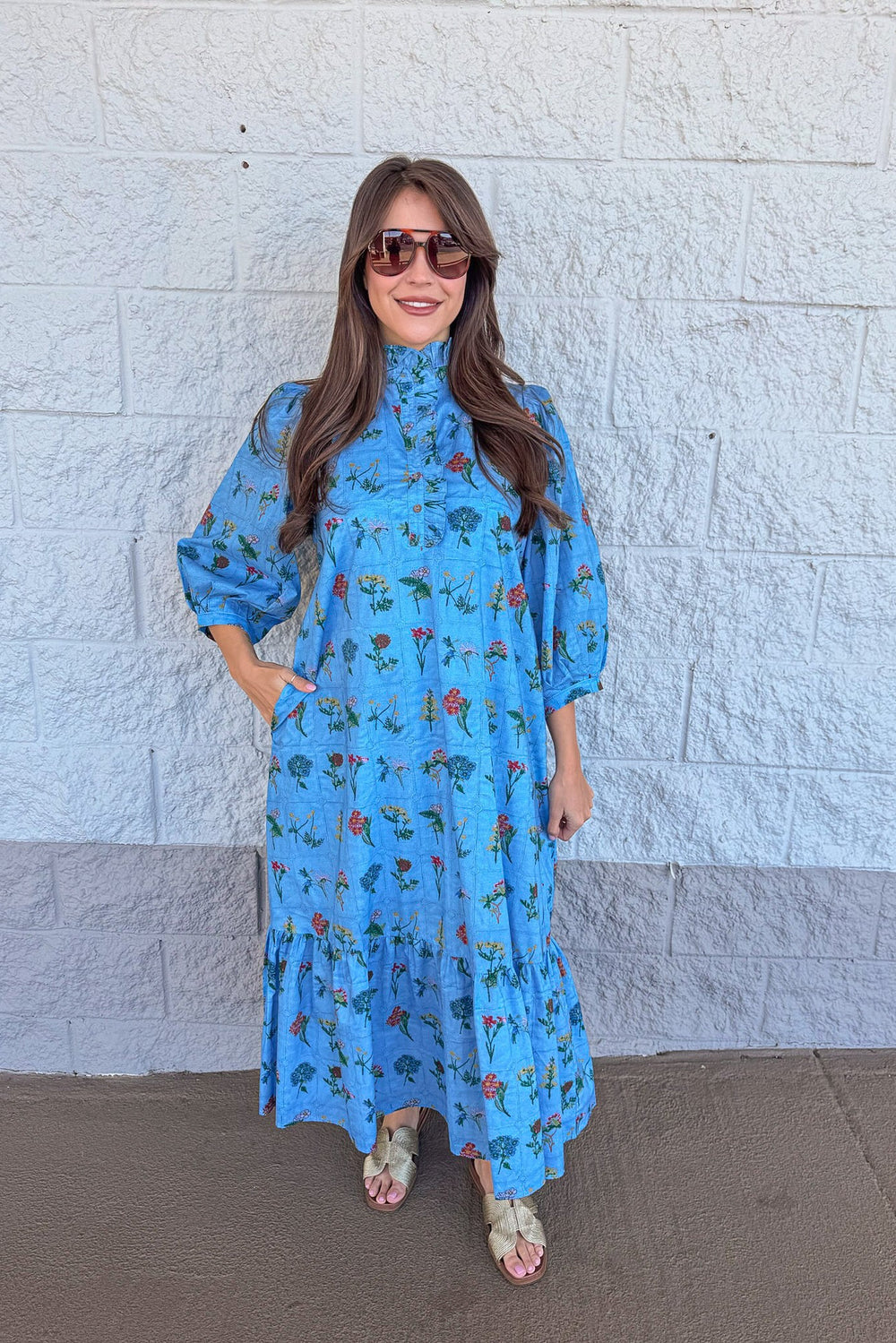 trendy boho spring floral maxi dress