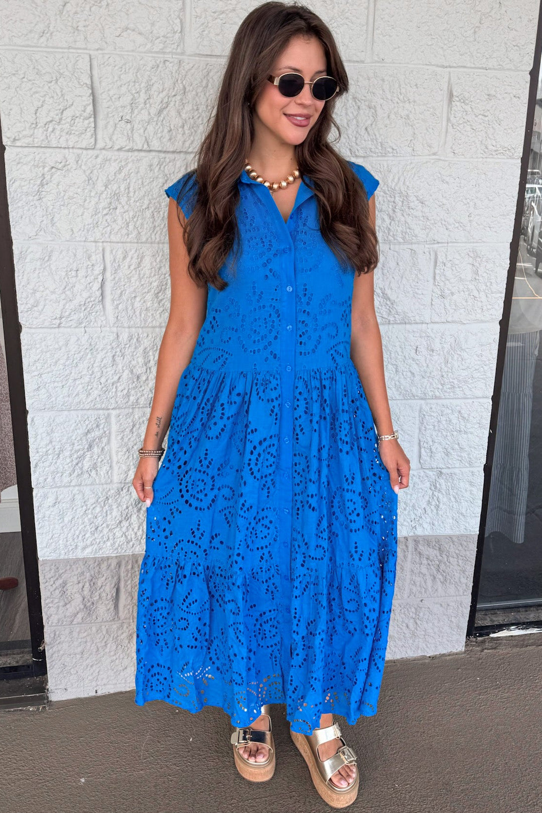 blue eyelet lace dress To Have Your Hand Mini Dress- Light Blue