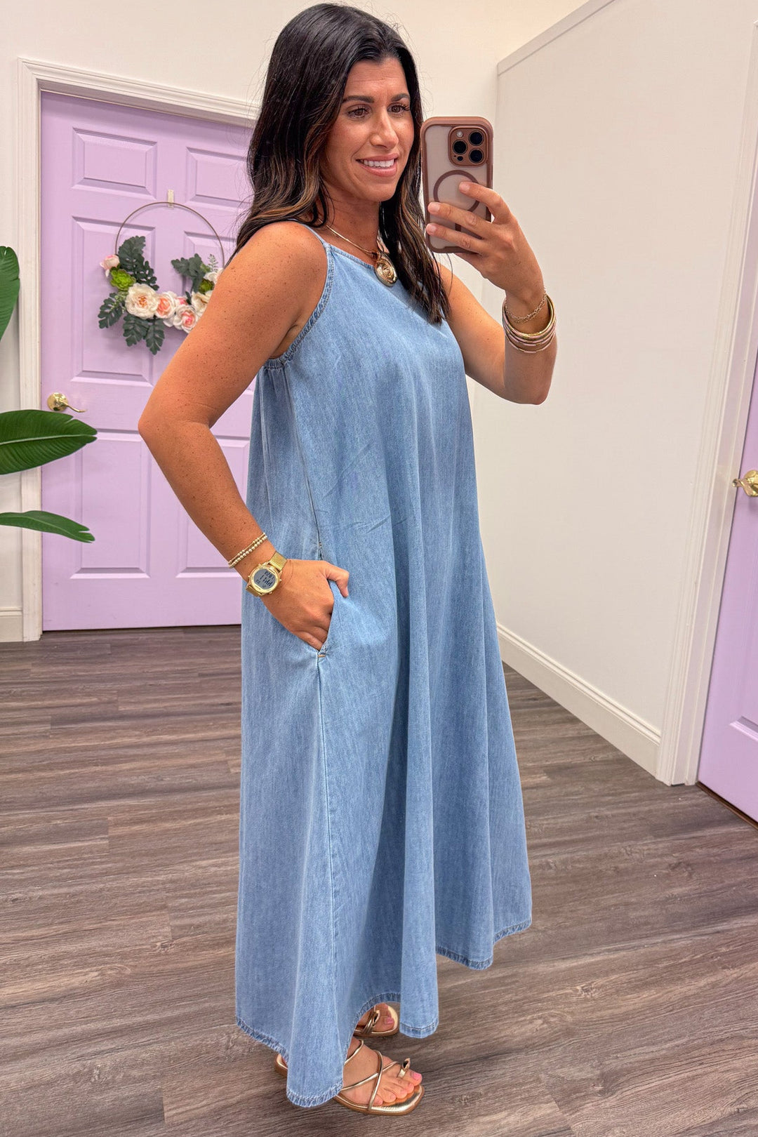 Chambray All Day Blue Maxi Dress