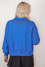 royal blue cropped sweatshirt pullover