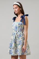 blue eyelet lace mini dress