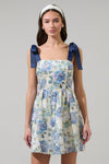blue eyelet lace mini dress