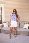 entro blue floral print dressy top
