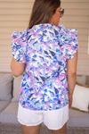 entro blue floral print dressy top