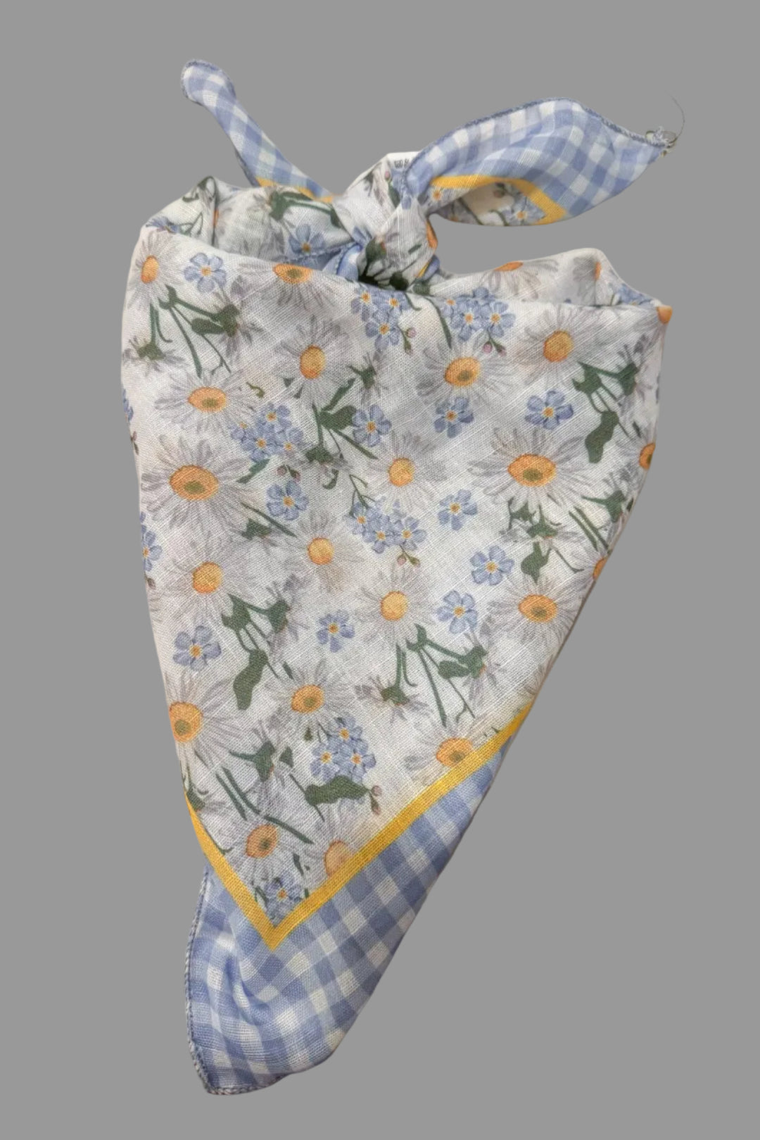 floral blue gingham bandana scarf necklace