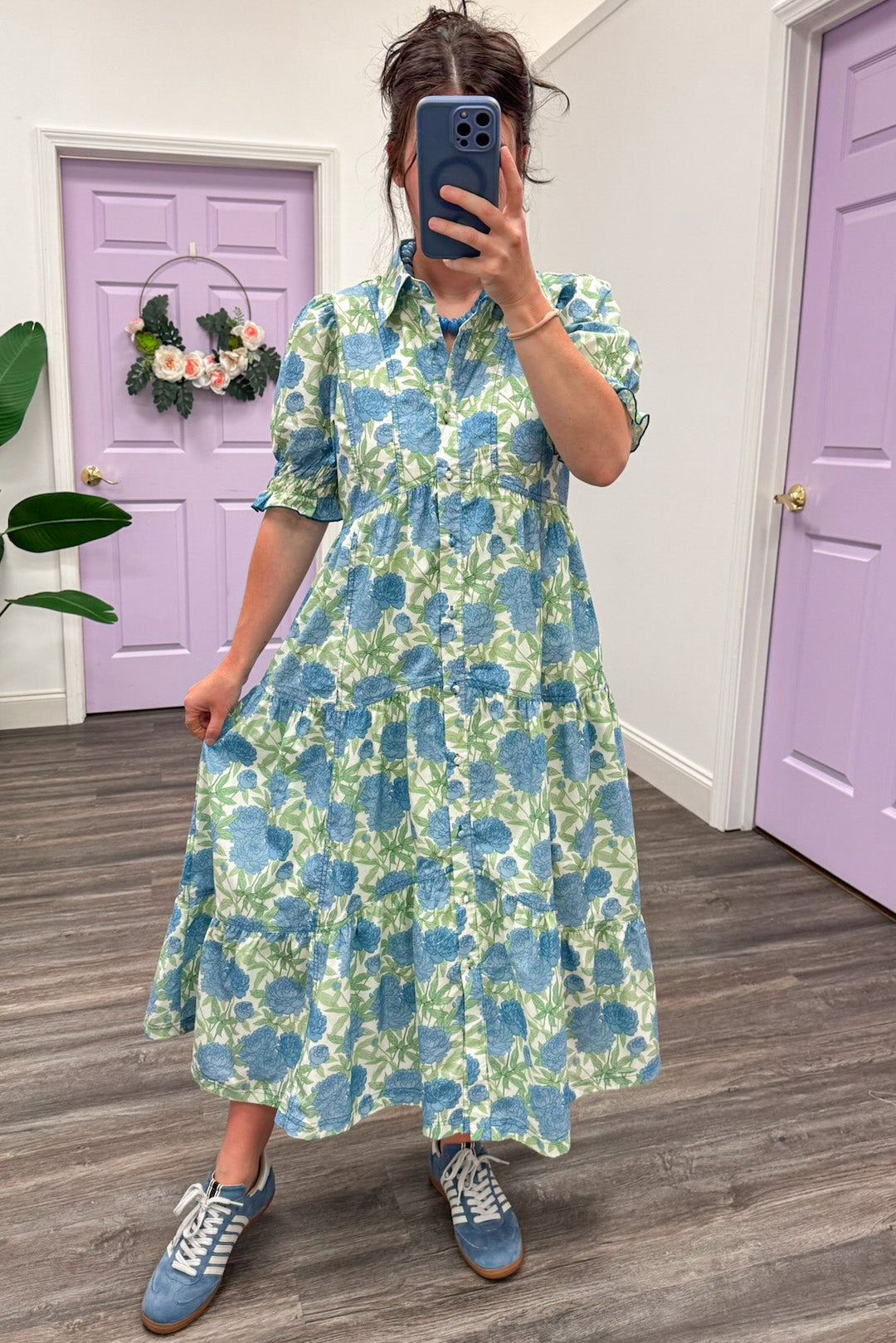 Blooming Sweet Blue Midi Dress