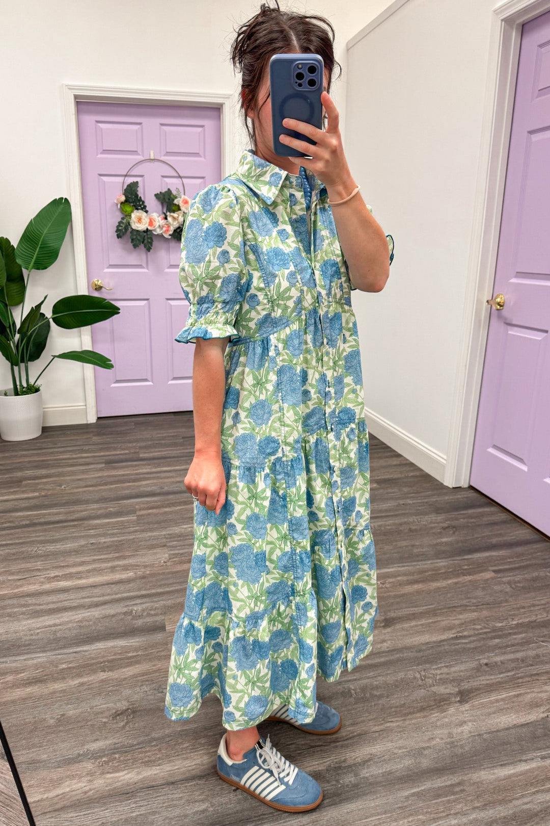 Blooming Sweet Blue Midi Dress