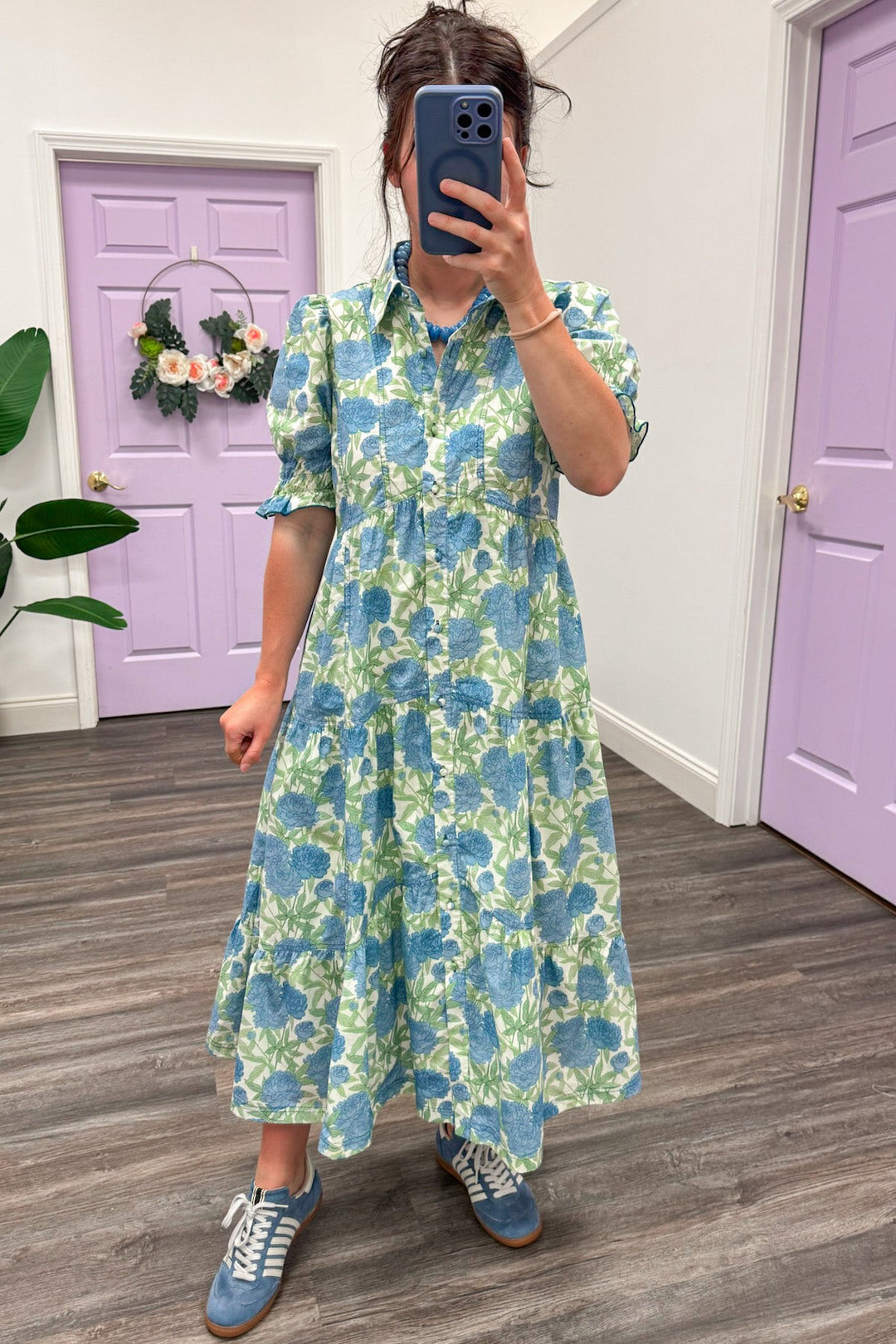 Blooming Sweet Blue Midi Dress
