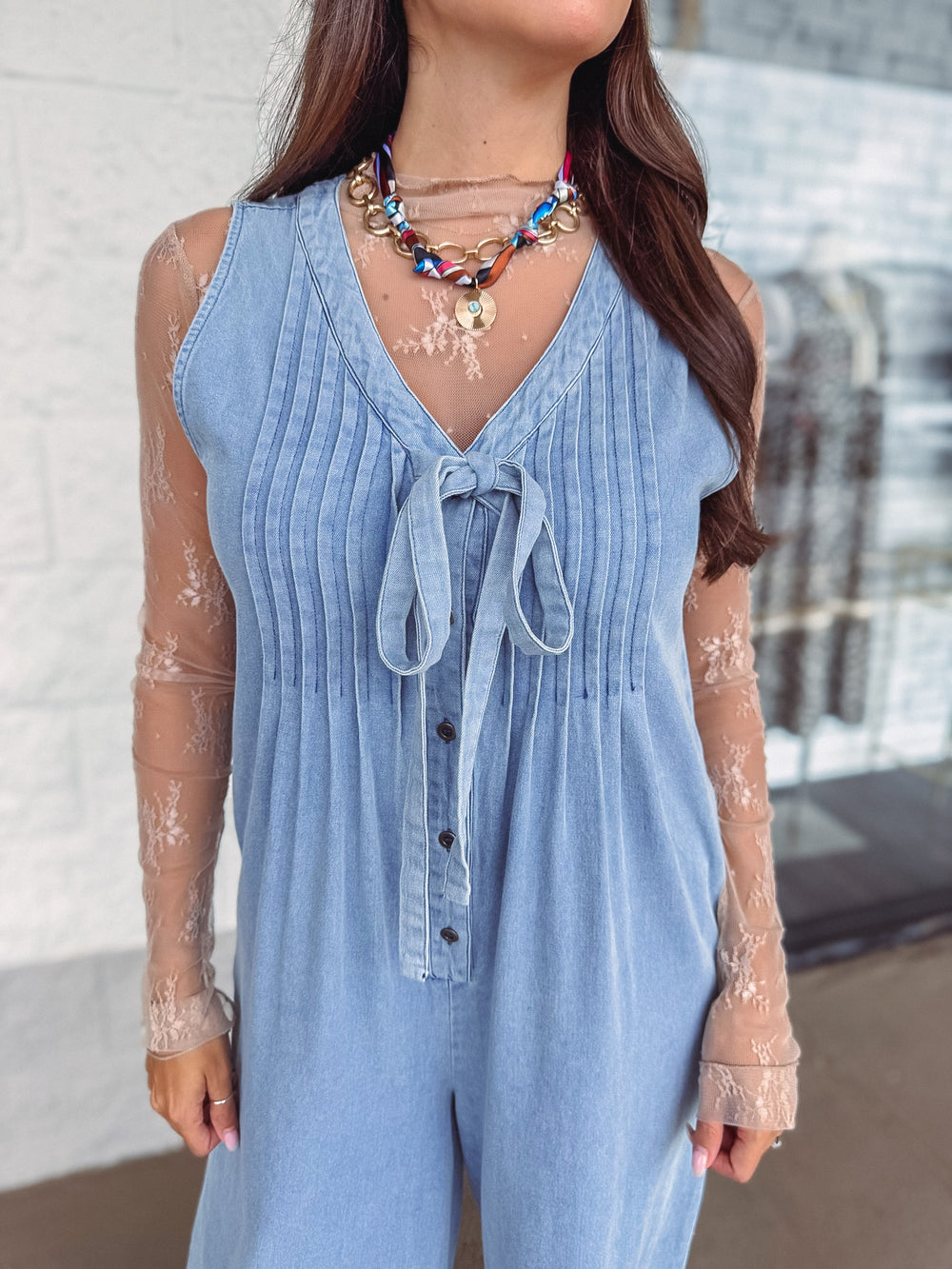 blue brown scarf necklace