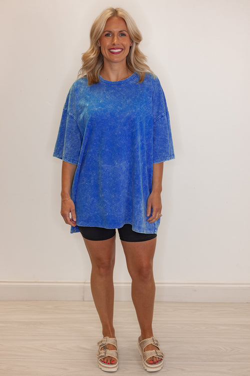 royal blue cotton oversized shirt