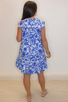 blue white paisley floral vacation dress