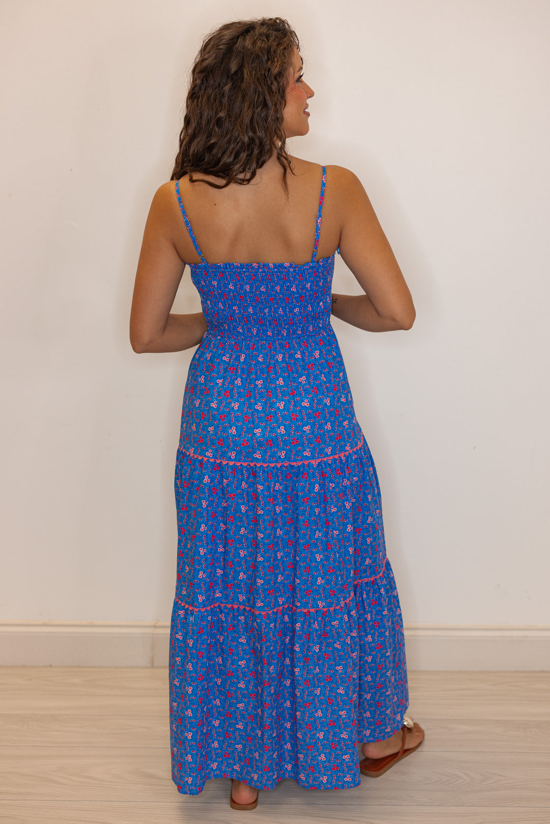 Blue and Pink Floral Sleeveless Maxi Dress | Purple Door | Commerce Ga Medium Blue and Pink Floral Sleeveless Maxi Dress | Purple Door | Commerce Ga Medium