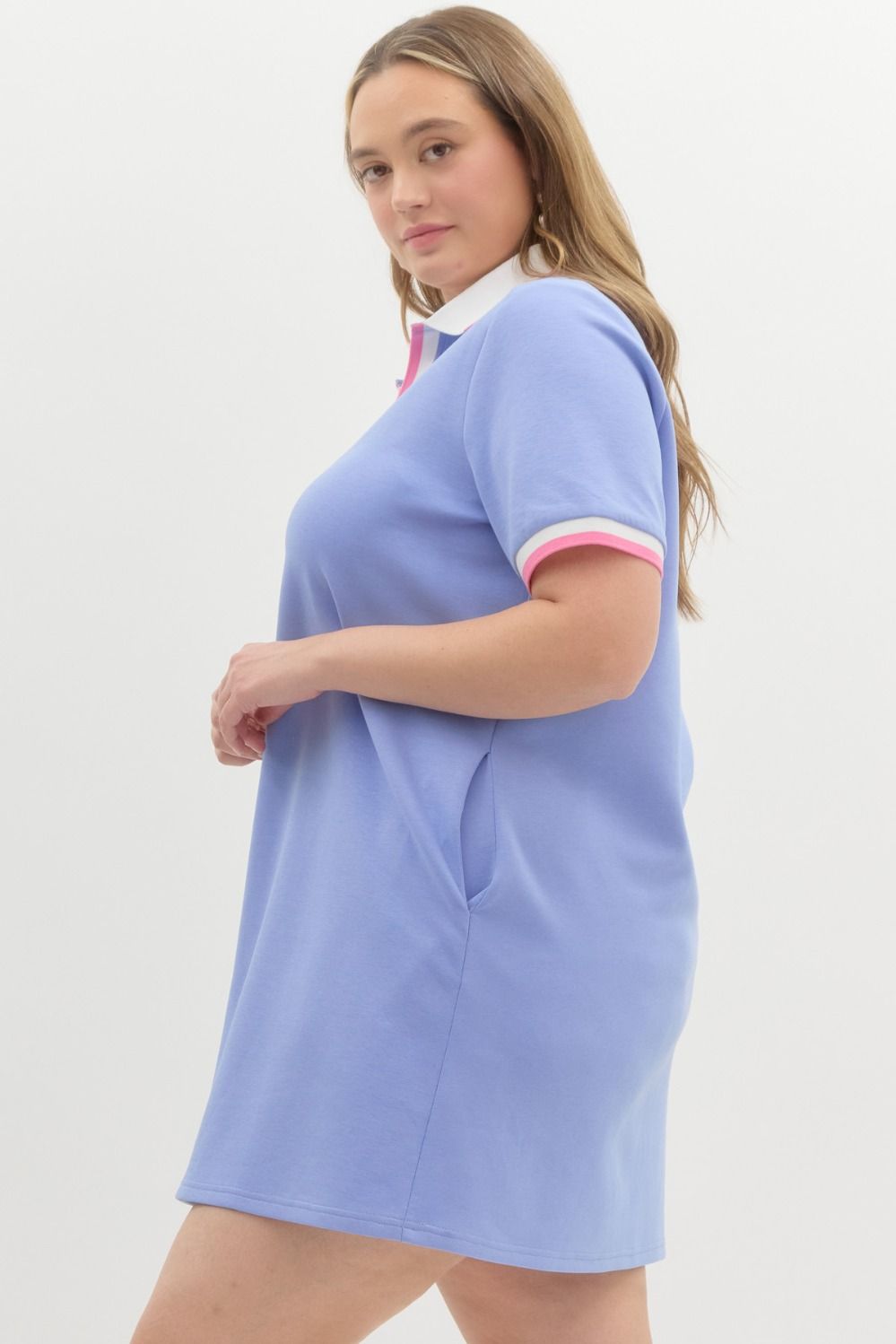 Blue Polo Dress With Pink And White Trim | Purple Door | Commerce GA Medium Blue Polo Dress With Pink And White Trim | Purple Door | Commerce GA Medium
