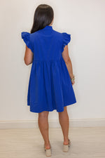 blue cotton babydoll short dress