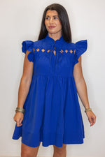 blue cotton babydoll short dress