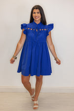blue cotton babydoll short dress