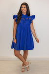 blue cotton babydoll short dress