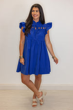blue cotton babydoll short dress