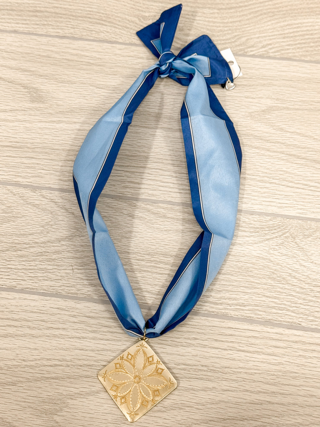 blue striped scarf necklace