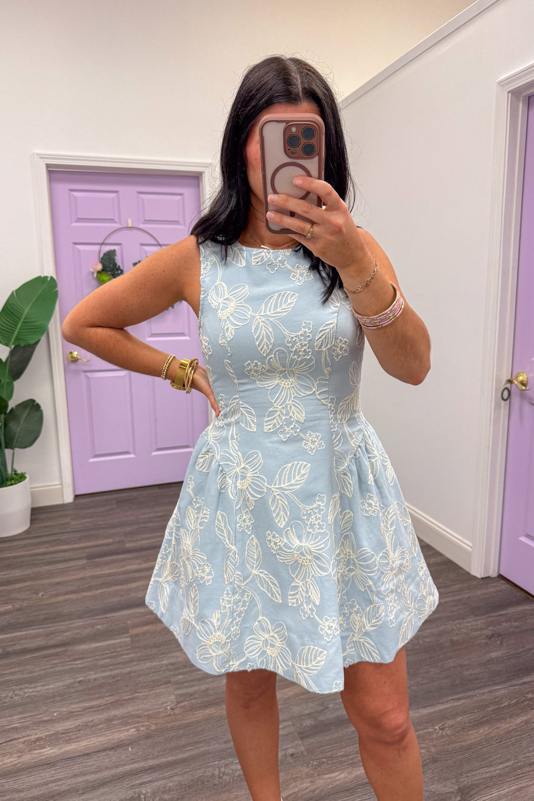 blue white embroidered bridal dress