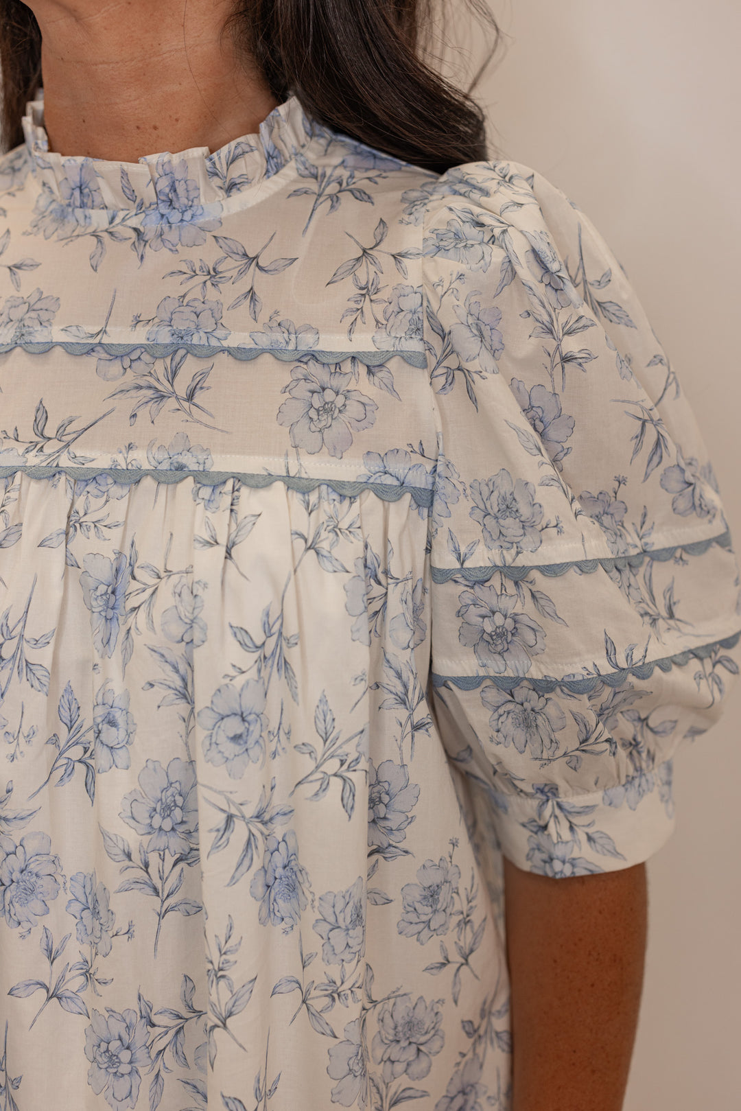 Azure Floral Short Sleeve Dress
