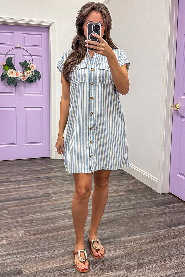 Coastal Stripes Light Blue Dress