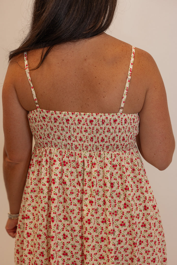 boho dainty floral poplin summer midi dress