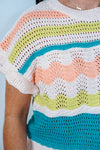 crocheted stripe summer knit top