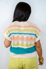 crocheted stripe summer knit top