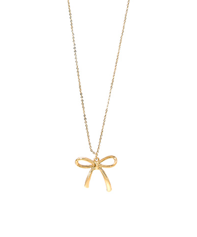 Dainty gold bow necklace