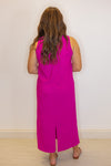 pink ribbed knit solid midi dress