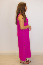 pink ribbed knit solid midi dress