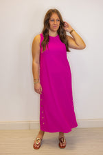 pink ribbed knit solid midi dress