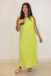 lime ribbed knit solid midi dress